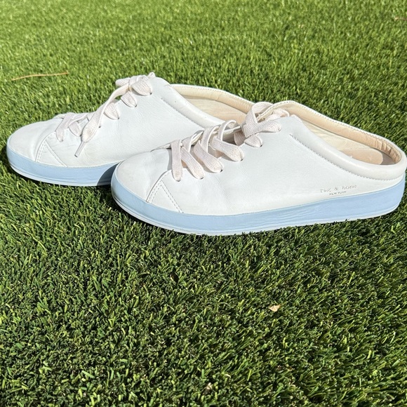 Rag & Bone RB1 Leather Slip On Mule Sneakers in Chambray and Light Blue - Picture 5 of 8